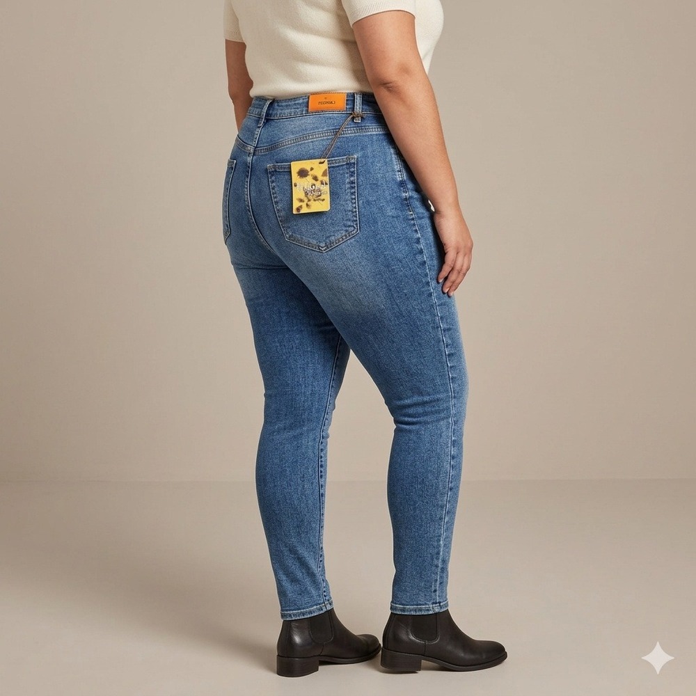 Hybrid & Company Womens High Waist Skinny Jeans Medium Wash Blue Denim P22890SKX
